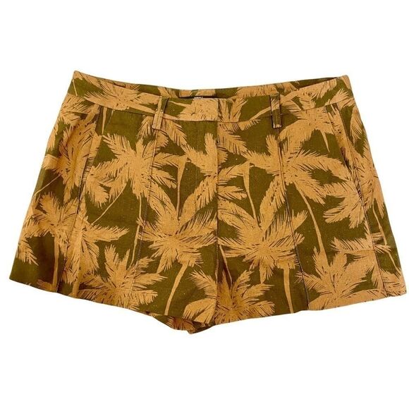 Animale Alfaiataria x Revolve Palm Tree Linen Blend Pleated Shorts SIZE 6 - Picture 1 of 6